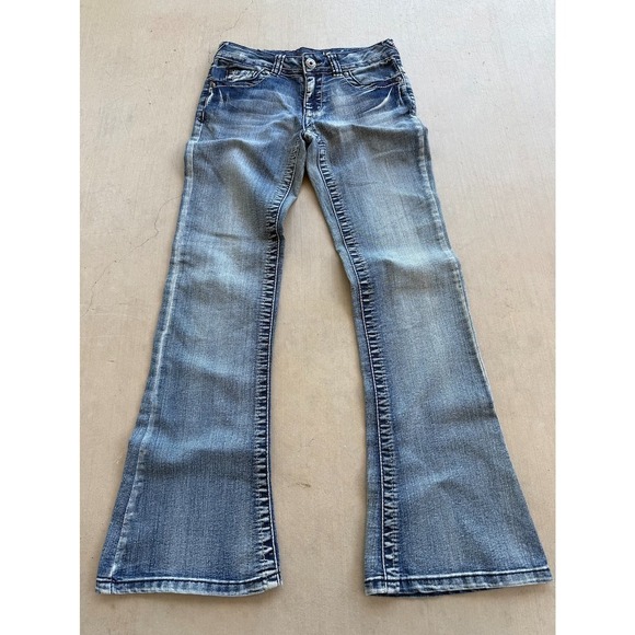 Mudd Other - Mudd Y2K Flare Jeans 26" Waist Blue Distressed Low Rise Stretch Denim